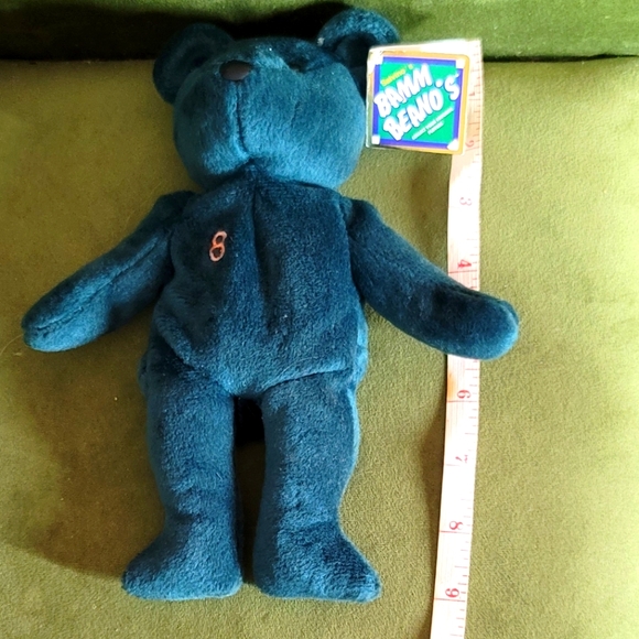 Bamm Beanos Vtg Collectible Cal Ripken Jr Green Bear #8 1998  9" NWT - Picture 8 of 9